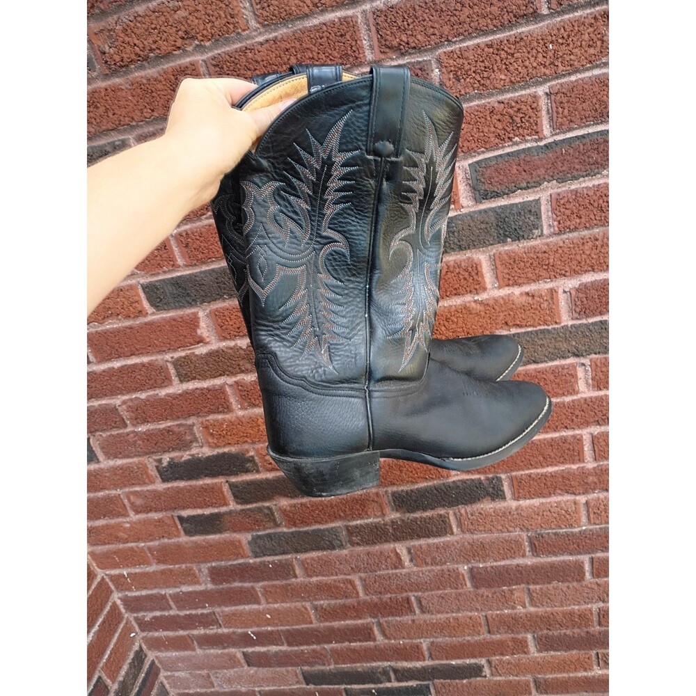 Tony Lama 2086  Black Leather Western Cowboy Boots Men's 11.5